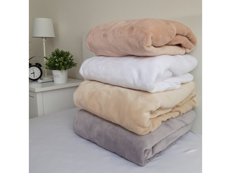 Sweet Home Fleece Teddy Fitted Sheet, White - 180 x 200 cm - Polyester