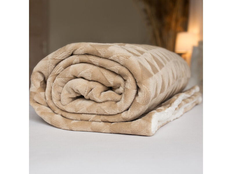 Sweet Home Plaid polaire Sherpa, Beige - 150 x 200 cm - Polyester