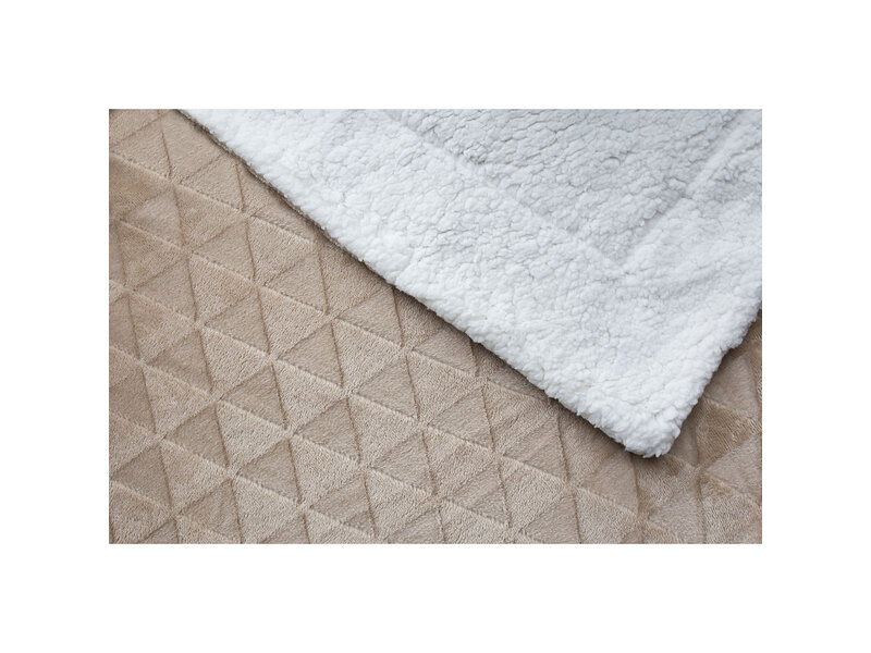 Sweet Home Plaid polaire Sherpa, Beige - 150 x 200 cm - Polyester