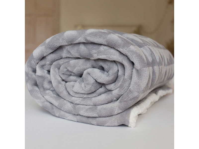 Sweet Home Plaid polaire Sherpa, Gris - 150 x 200 cm - Polyester
