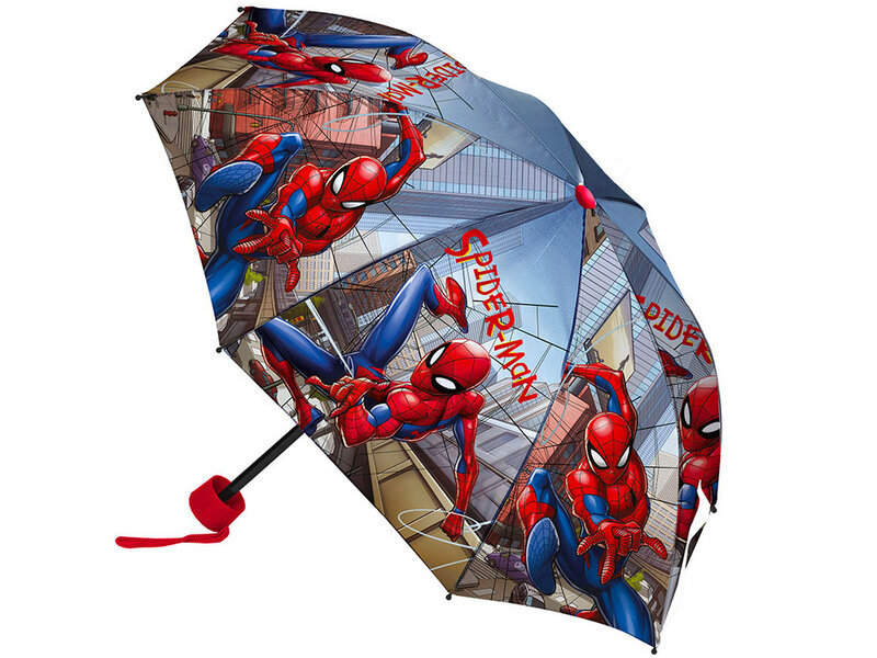 SpiderMan Parapluie, Ville - Ø 90 x 24/55 cm - Polyester