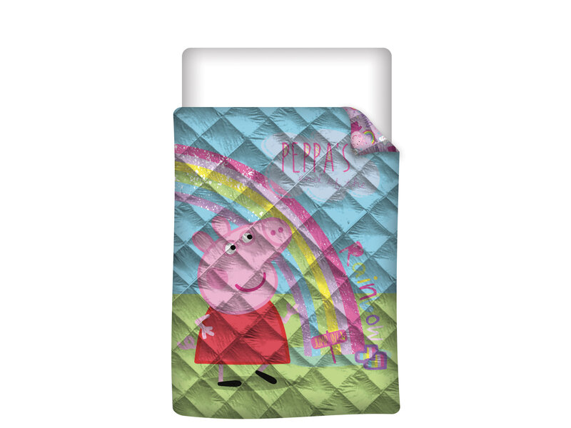 Peppa Pig Tagesdecke Regenbogen – Einzelbett – 140 x 200 cm – Polyester