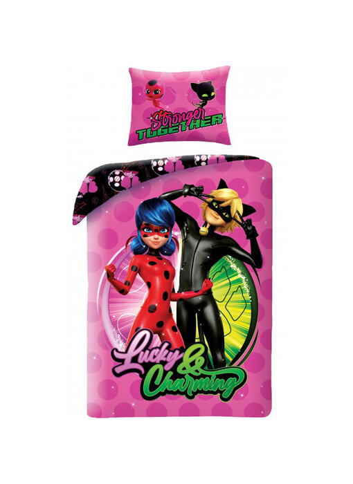 Miraculous Housse de couette Stronger Together 140 x 200 + 70 x 90 cm Coton