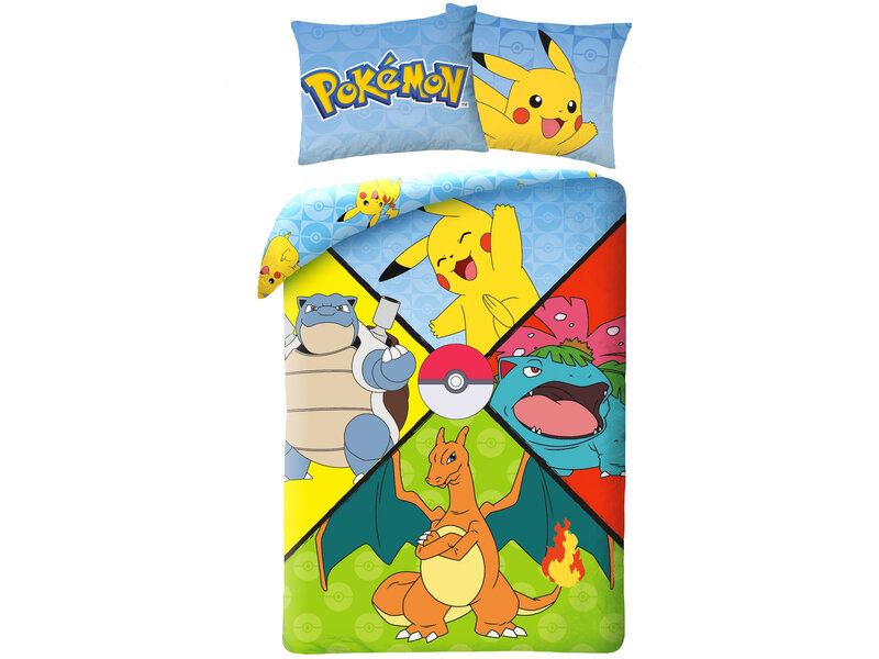 Pokémon Bettbezug, Power Squad – Einzelbett – 140 x 200 cm – Baumwolle