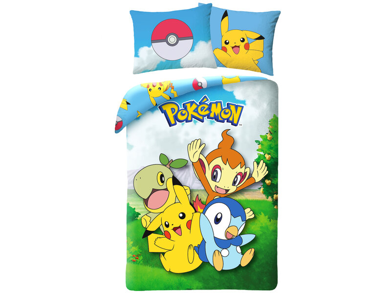 Pokémon Bettbezug, Team – Einzelbett – 140 x 200 cm – Baumwolle
