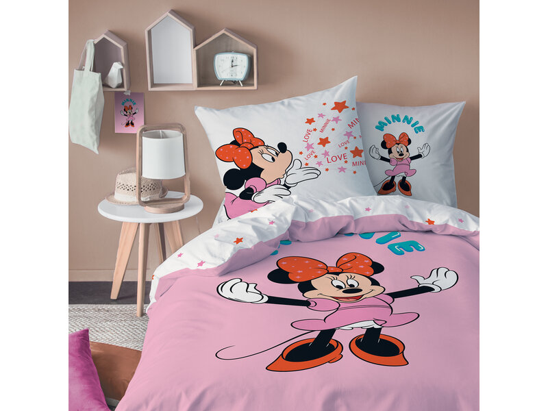 Disney Minnie Mouse Housse de couette Happy - Simple - 140 x 200 cm - Coton