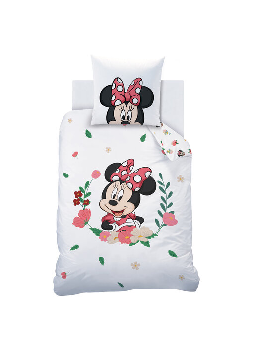 Disney Minnie Mouse Housse de couette Fleur 140 x 200 + 63 x 63 cm Coton