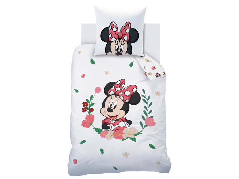 Disney Minnie Mouse Housse de couette Fleur - Simple - 140 x 200 cm - Coton