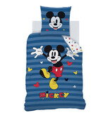 Disney Mickey Mouse Bettbezug Stripes – Einzelbett – 140 x 200 cm – Baumwolle