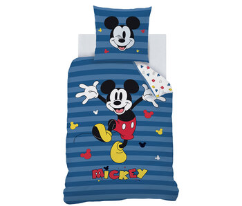 Disney Mickey Mouse Bettbezug Streifen 140 x 200 + 63 x 63 cm Baumwolle