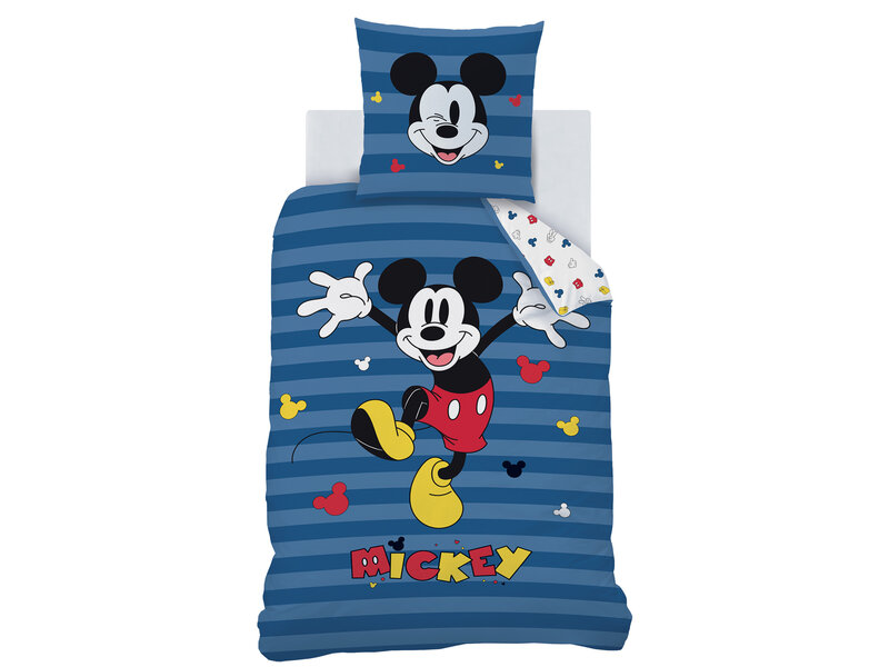 Disney Mickey Mouse Bettbezug Stripes – Einzelbett – 140 x 200 cm – Baumwolle