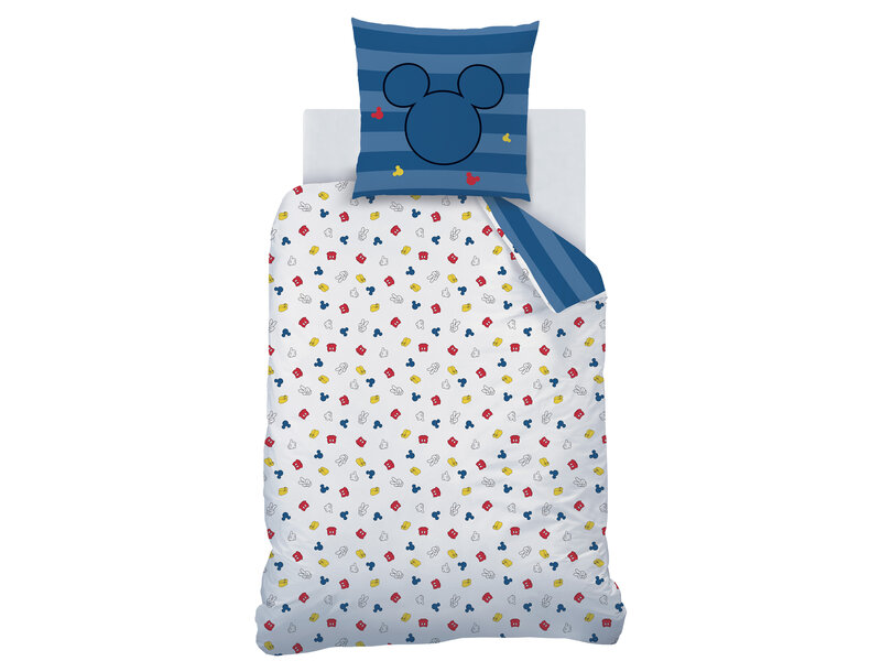 Disney Mickey Mouse Housse de couette Rayures - Simple - 140 x 200 cm - Coton