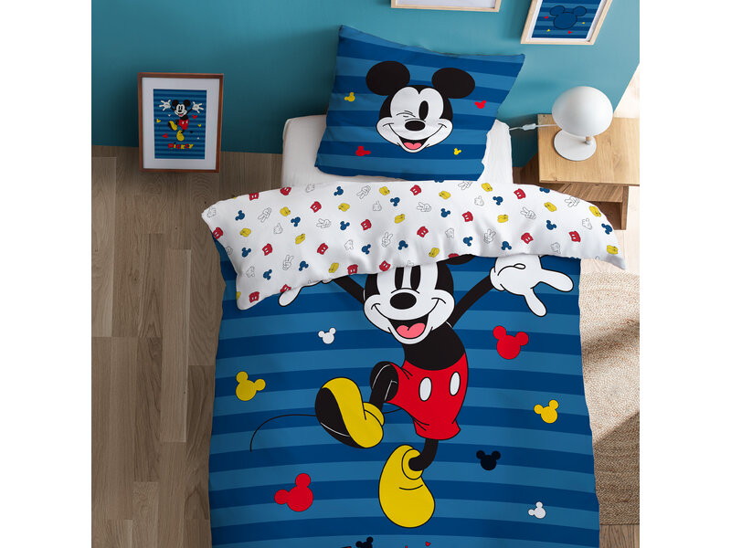 Disney Mickey Mouse Bettbezug Stripes – Einzelbett – 140 x 200 cm – Baumwolle