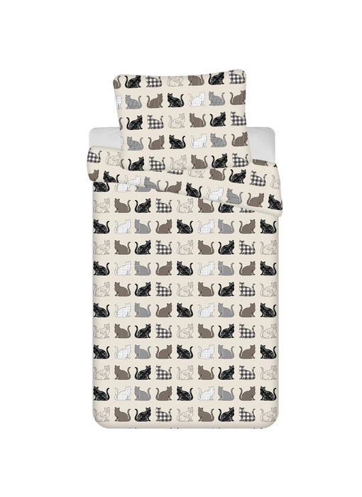 Sweet Home Bettbezug Katzen 140 x 200 + 70 x 90 cm Fleece