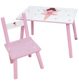 Ballerina Table avec chaise, Tutu - 41,5 x 60 x 40 + 49,5 x 31,5 x 31 cm - MDF