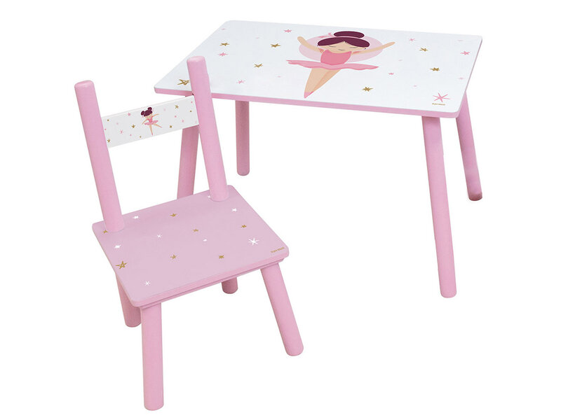 Ballerina Table avec chaise, Tutu - 41,5 x 60 x 40 + 49,5 x 31,5 x 31 cm - MDF