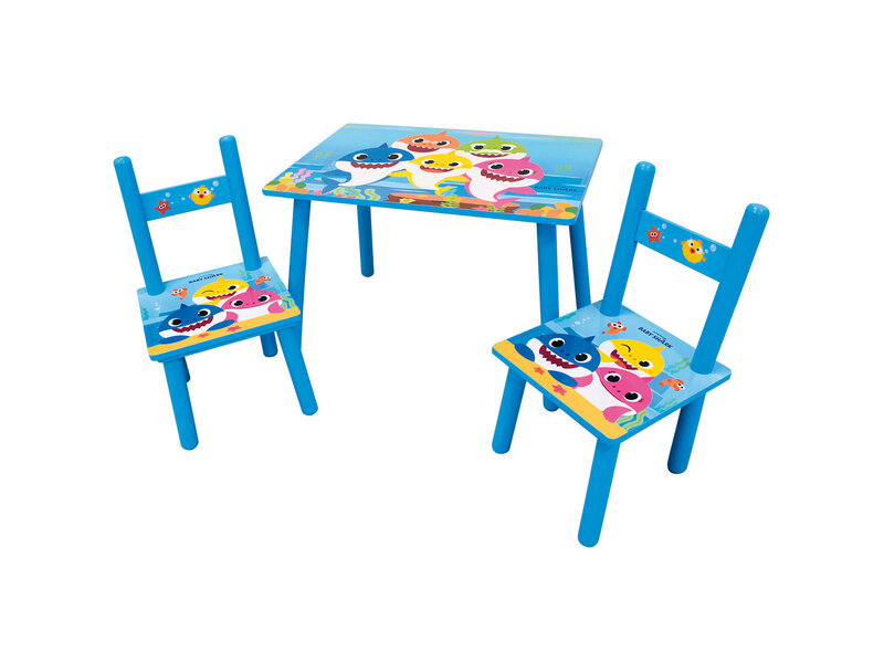 Baby Shark Table avec 2 chaises, Famille - 3 parties - MDF