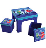 PJ Masks Klappbarer Kindertisch und 2 Hocker, Power Heroes – 50 x 50 x 49 cm + 26 x 26 x 24 cm