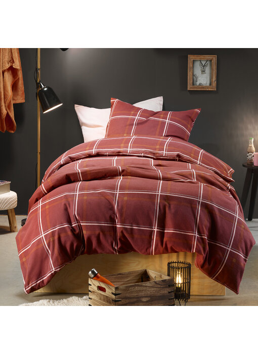 Moodit Dekbedovertrek Rosaline Burgundy 140 x 220 Katoen Flanel