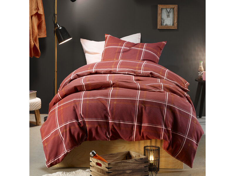 Moodit Dekbedovertrek Rosaline Burgundy - Eenpersoons - 140 x 220 cm - Katoen Flanel