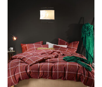 Moodit Dekbedovertrek Rosaline Burgundy 200 x 220 cm Katoen Flanel