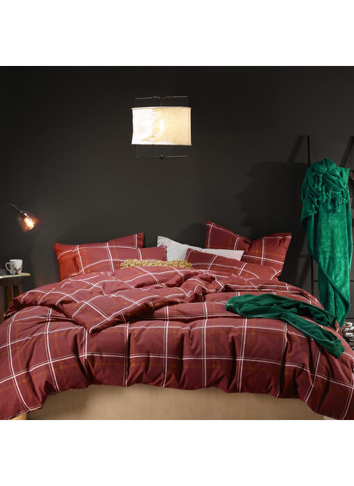 Moodit Dekbedovertrek Rosaline Burgundy 200 x 220 cm Katoen Flanel