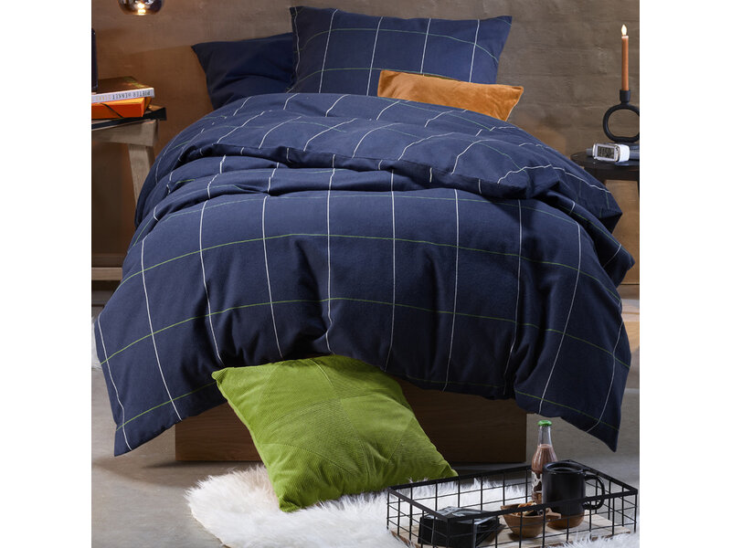 Moodit Duvet cover Ian Evening Blue - Single - 140 x 220 cm - Cotton Flannel