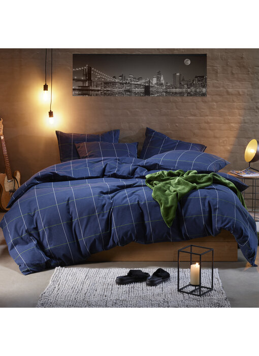 Moodit Dekbedovertrek Ian Evening Blue 260 x 240 cm Katoen Flanel