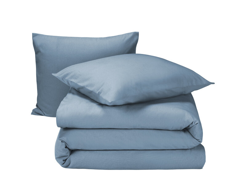 Moodit Housse de couette Freya Stone Blue - Taille hôtel - 260 x 240 cm - Flanelle de coton