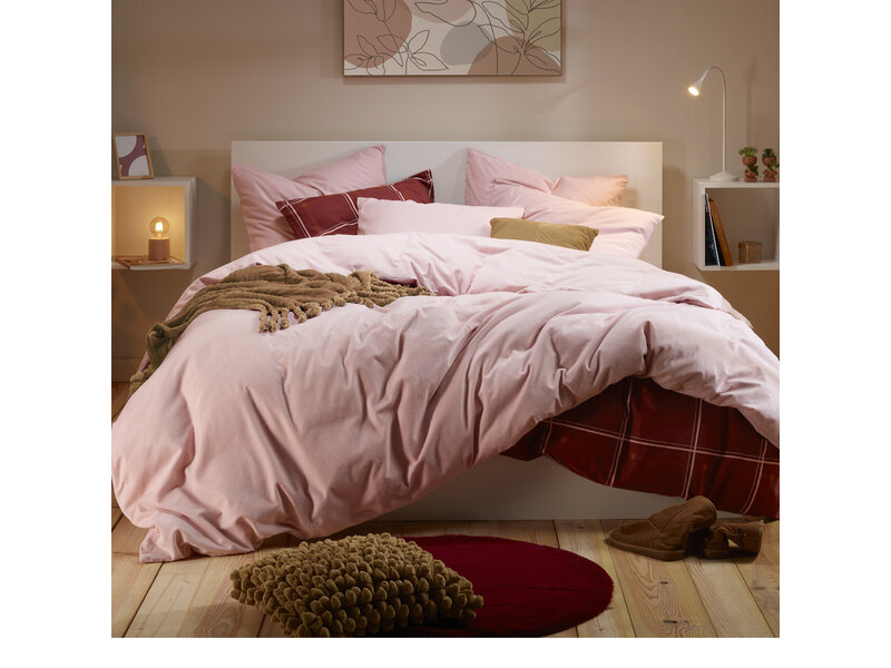 Moodit Housse de couette Frey Pearl Pink - Double - 200 x 220 cm - Flanelle de Coton
