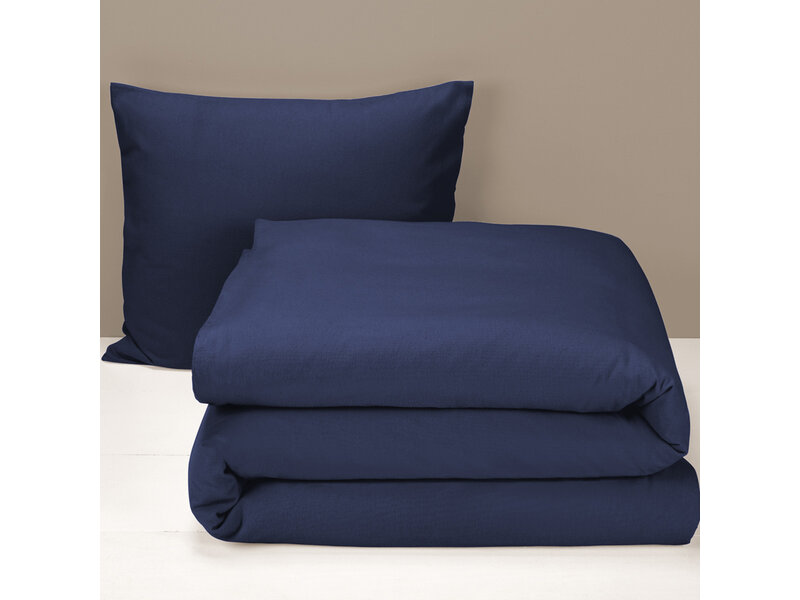 Moodit Housse de couette Freya Evening Bleu - Simple - 140 x 220 cm - Flanelle de Coton