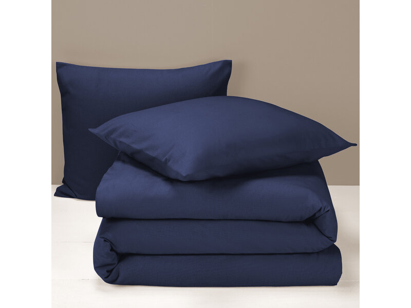 Moodit Housse de couette Freya Evening Blue - Taille hôtel - 260 x 240 cm - Flanelle de coton