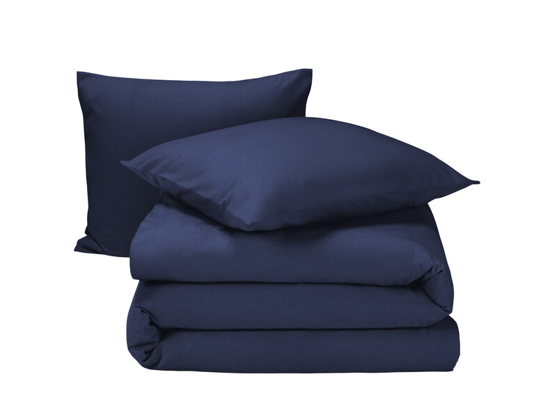 Moodit Housse de couette Freya Evening Blue - Taille hôtel - 260 x 240 cm - Flanelle de coton