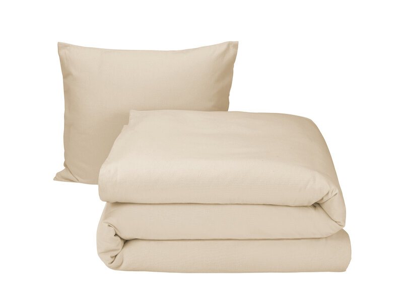 Moodit Housse de couette Freya Crème - Simple - 140 x 220 cm - Flanelle de Coton