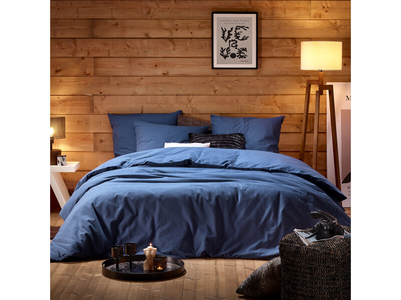 De Witte Lietaer Bettbezug Laura Blue Indigo – Doppelbett – 200 x 200/220 cm – Baumwollflanell