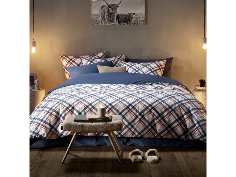 De Witte Lietaer Duvet cover Tartan Blue Indigo - Hotel size - 260 x 240 cm - Cotton Flannel