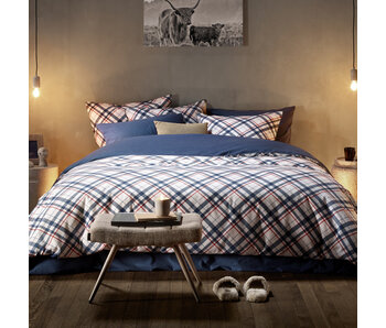 De Witte Lietaer Bettbezug Tartan Blue Indigo 200 x 200/220 cm Baumwollflanell