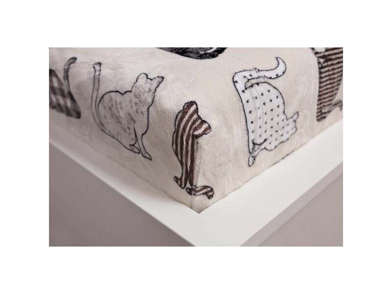 Sweet Home Fitted sheet Cats - Single - 90 x 190/200cm - Fleece
