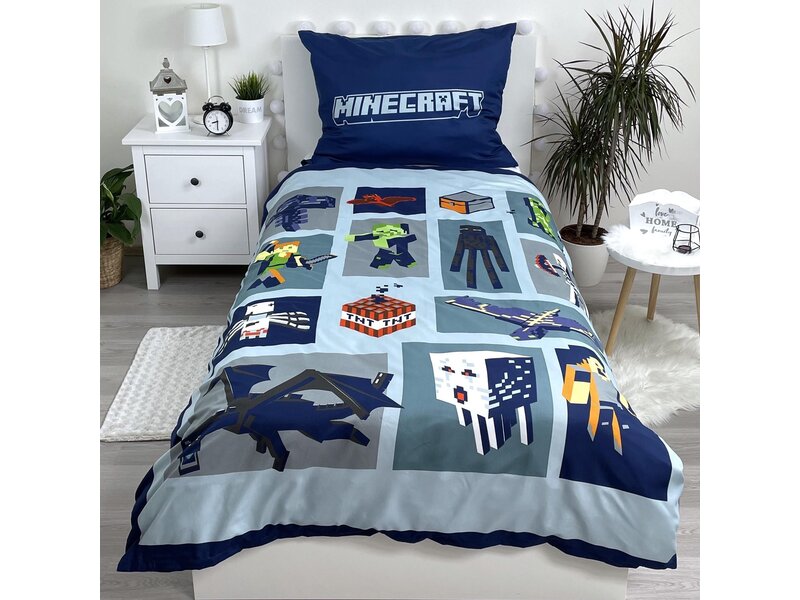 Minecraft Bettbezug Emblematic – Einzelbett – 140 x 200 cm – Polyester