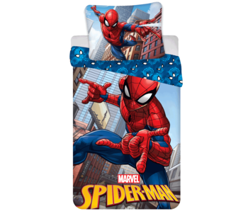 SpiderMan Bettbezug City 140 x 200 + 70 x 90 cm Baumwolle