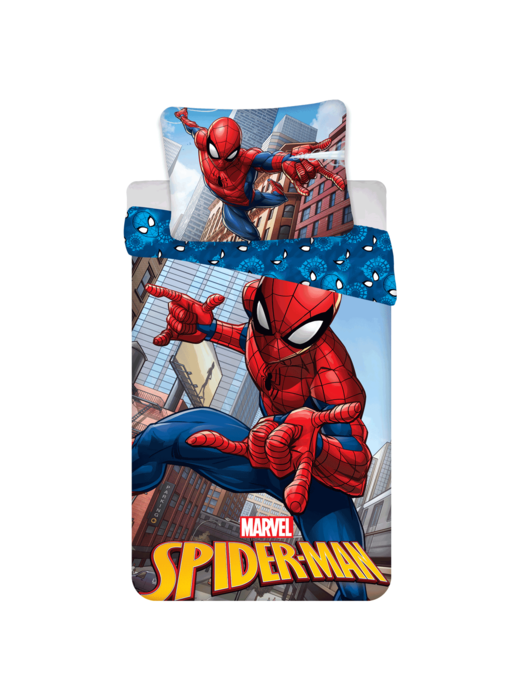 SpiderMan Bettbezug City 140 x 200 + 70 x 90 cm Baumwolle