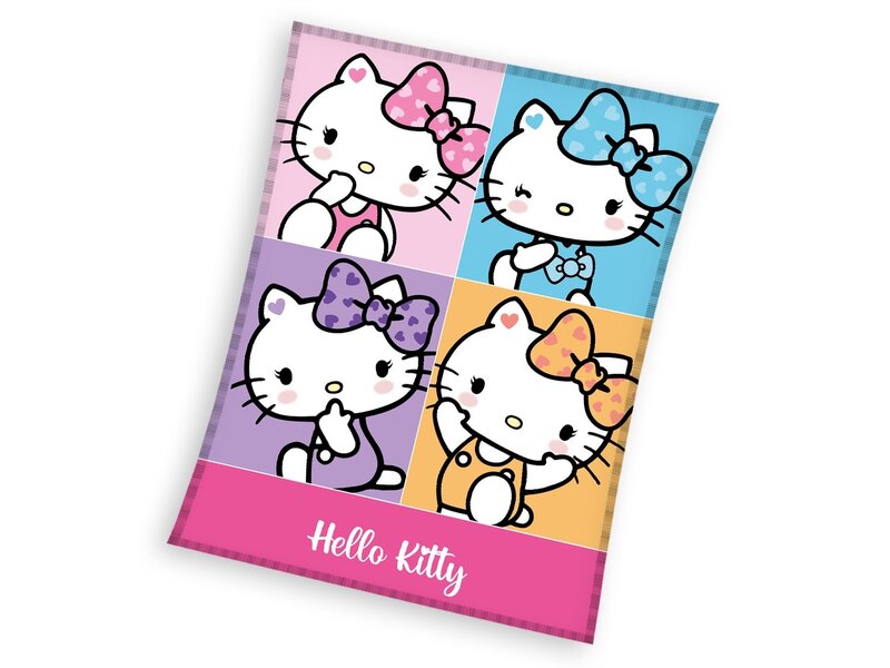 Hello Kitty Plaid polaire, Pastel - 130 x 170 cm - Polaire Sherpa
