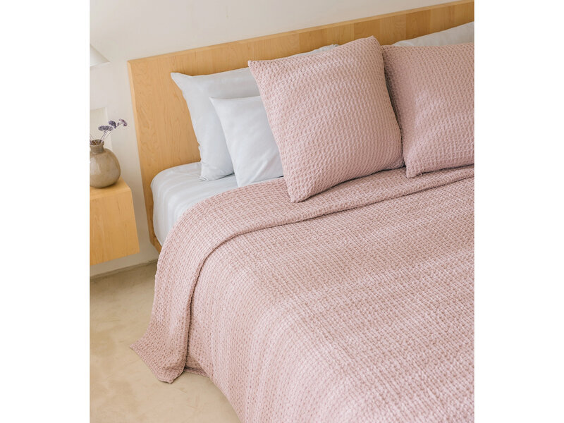 Torres Novas 1845 Bedspread Waffle Old Pink - 280 x 260 cm - Cotton