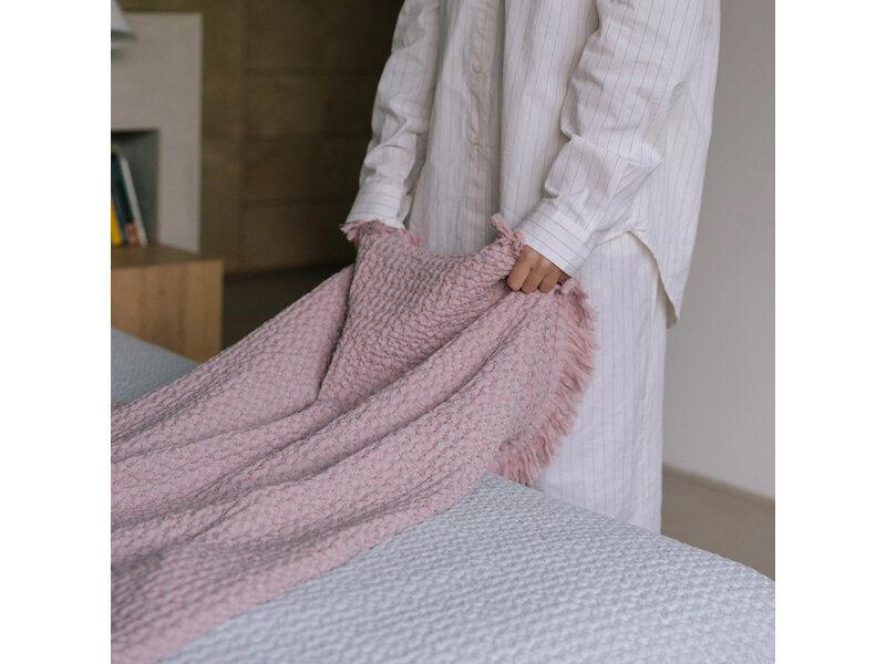 Torres Novas 1845 Bedspread Waffle Old Pink - 280 x 260 cm - Cotton