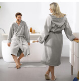 Moodit Bathrobe Reese, Silver - XXL - Unisex - Cotton/Polyester