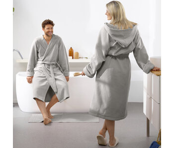 Moodit Bathrobe Reese, Silver - XXL - Unisex - Cotton/Polyester