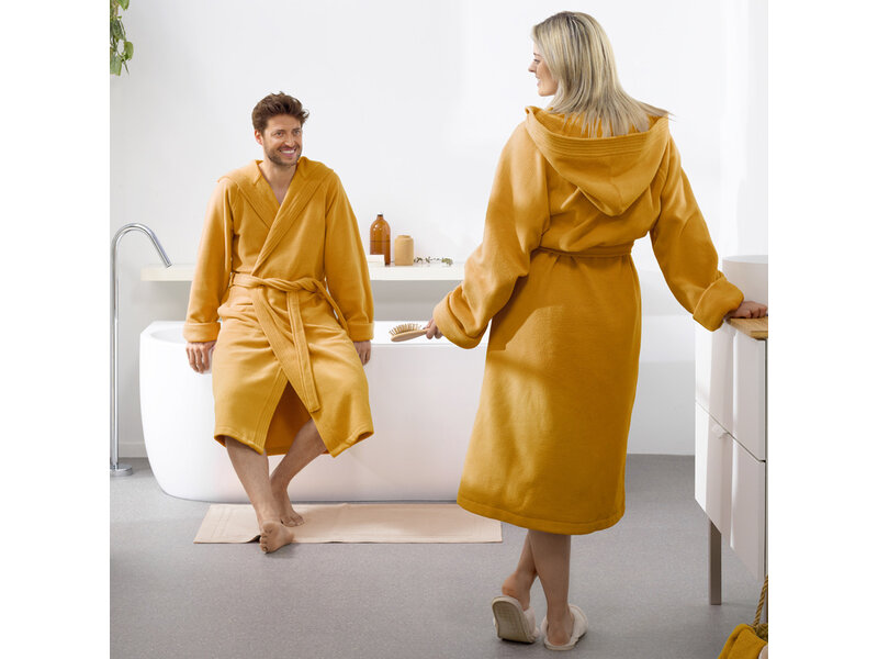 Moodit Bathrobe Reese, Sunshine yellow - XXL - Unisex - Cotton/Polyester