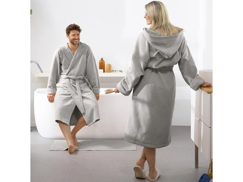 Moodit Bathrobe Reese, Silver - XL - Unisex - Cotton/Polyester