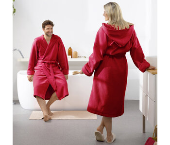 Moodit Bathrobe Reese, Dark Red - M - Unisex - Cotton/Polyester