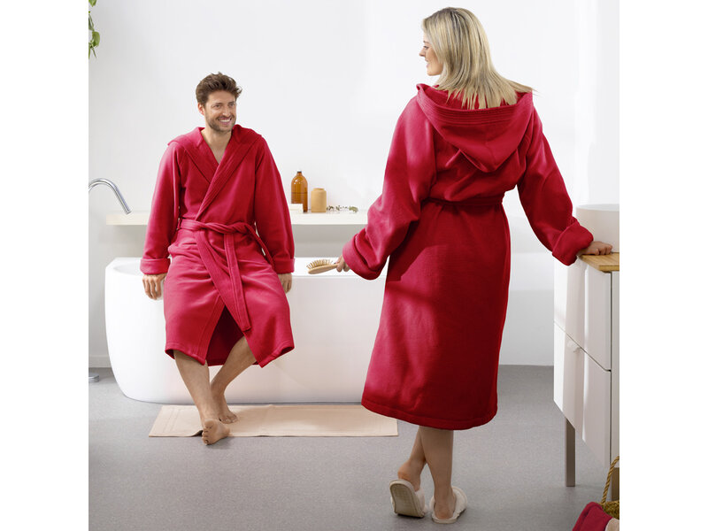 Moodit Bathrobe Reese, Dark Red - S - Unisex - Cotton/Polyester